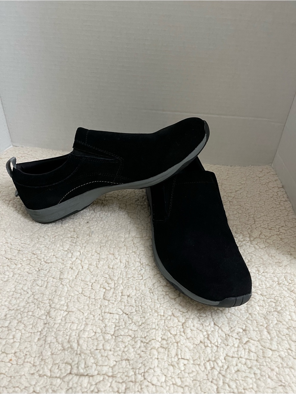 Lands' End Black Slip-On Suede-Style Casual Shoes Sz 10B